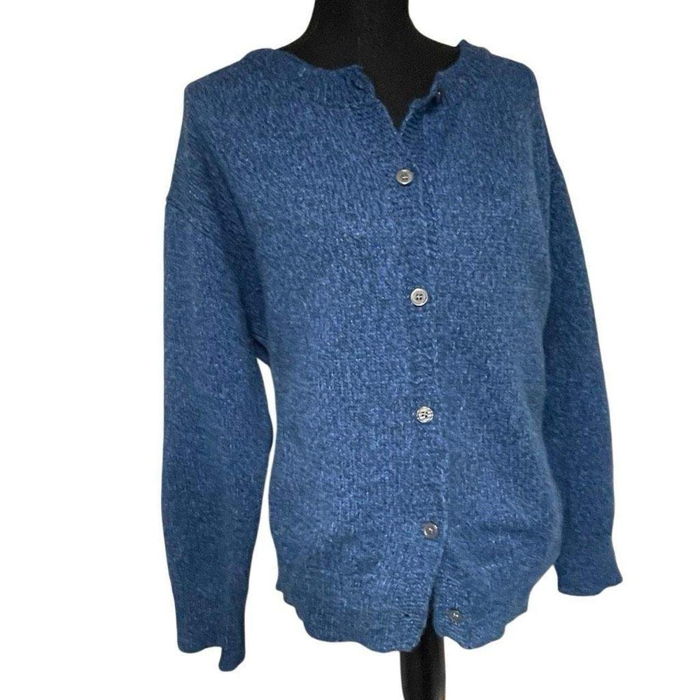 Ocean Heather Blue Button Front Cardigan